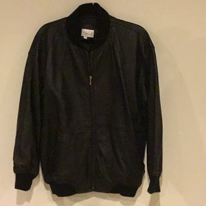Men’s Black Leather Bomber Jacket Nordstrom Size M